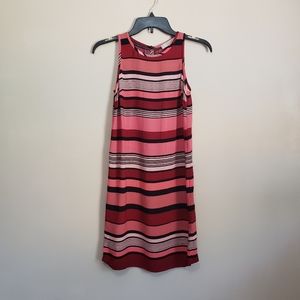 Loft Sleeveless Dress Striped Petite XXS Pink Black